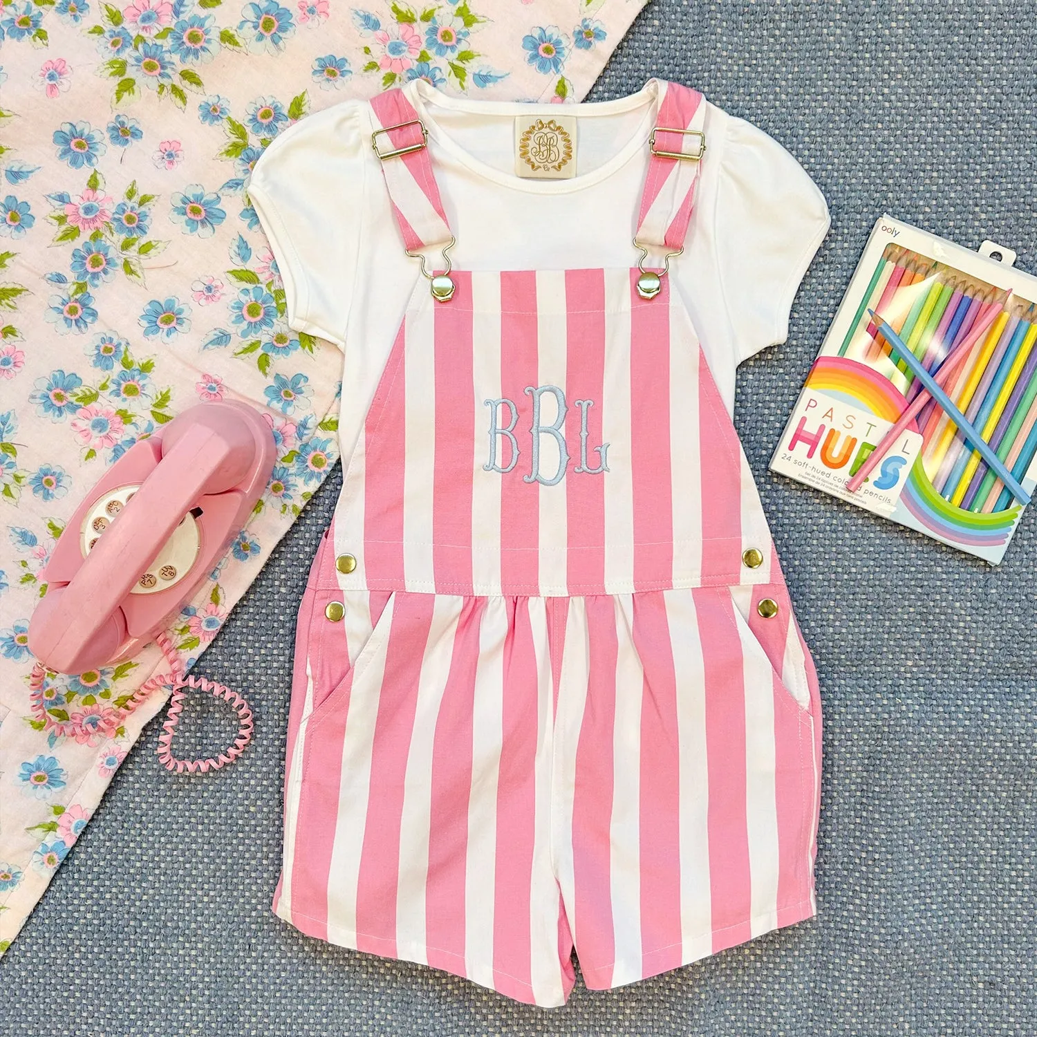 Channing Choo Choo Overalls - Hamptons Hot Pink Stripe