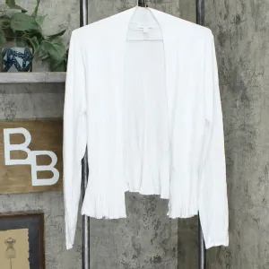 Charter Club Women's Solid Peplum Cardigan Sweater Bright White Medium