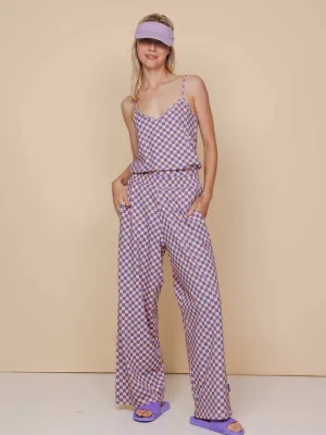Check Wijde broek Dames