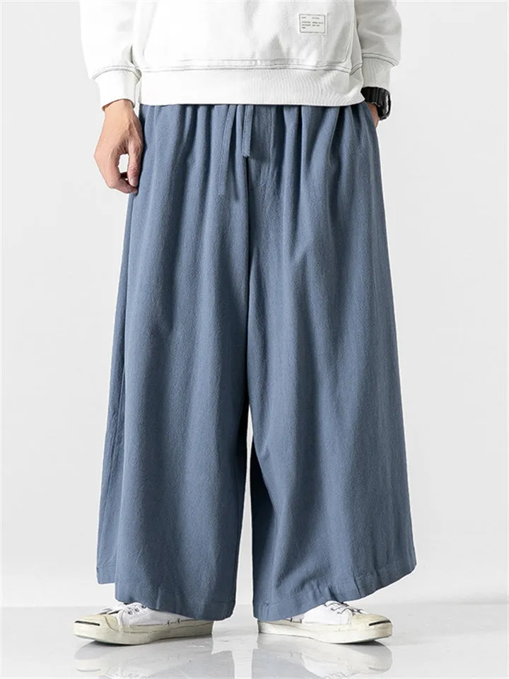 Chinese Style Men's Plus Size Wide Leg Pants