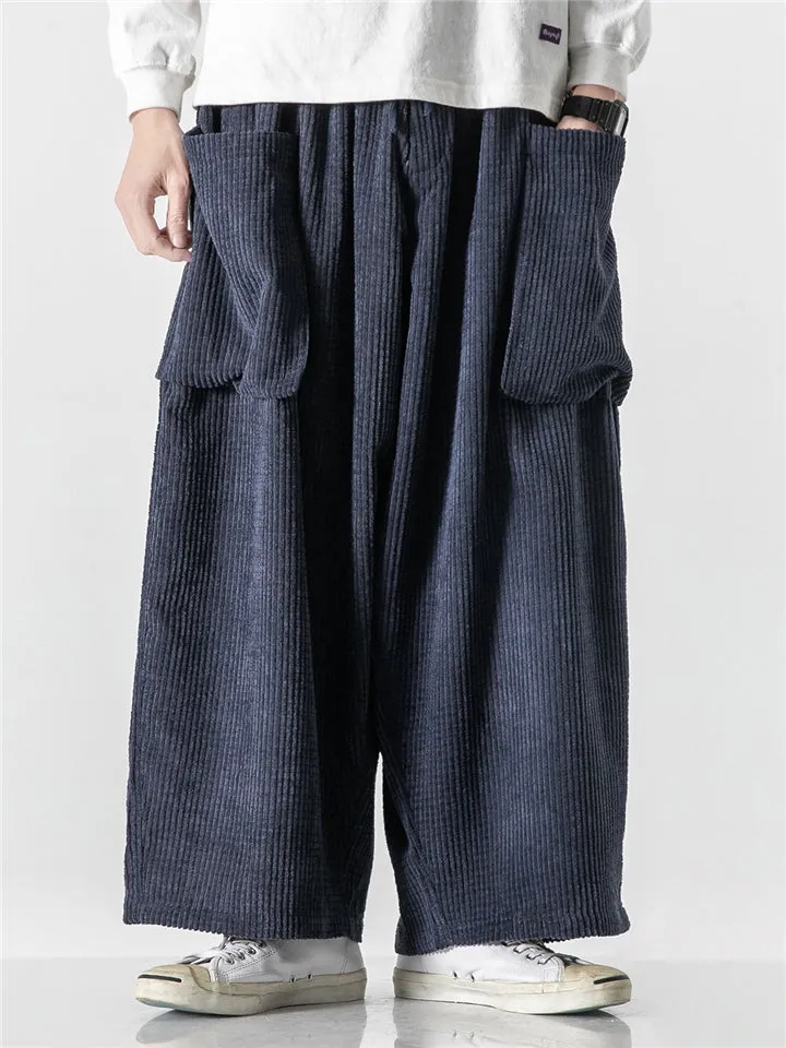 Cissot Casual Corduroy Straight Wide Leg Pants