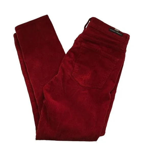 Citizens of Humanity Anthro Olivia Petite High Rise Slim Ankle Cord Size 27 Ruby