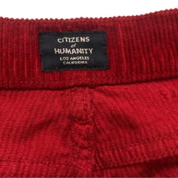 Citizens of Humanity Anthro Olivia Petite High Rise Slim Ankle Cord Size 27 Ruby