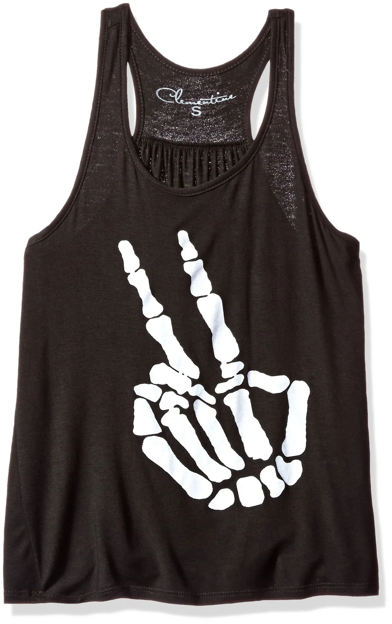 Clementine Women's Petite Plus Handbones Printed Flowy Racerback Tank Top