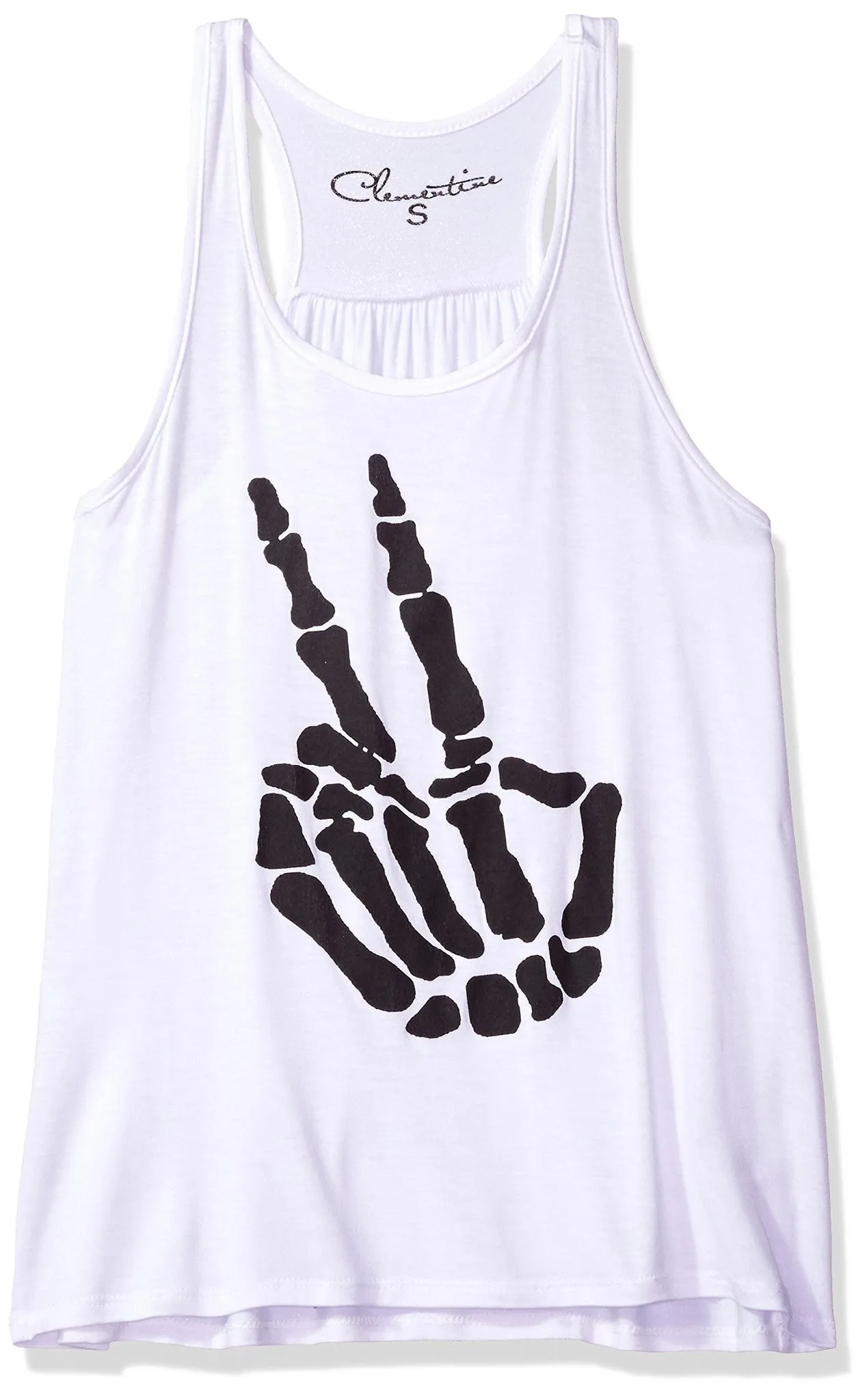 Clementine Women's Petite Plus Handbones Printed Flowy Racerback Tank Top