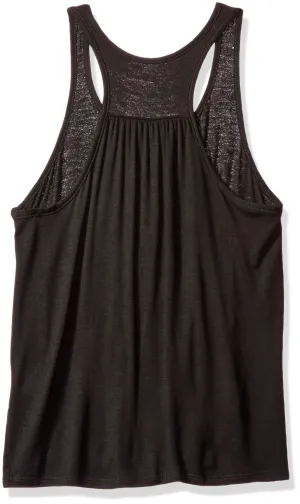 Clementine Women's Petite Plus Handbones Printed Flowy Racerback Tank Top