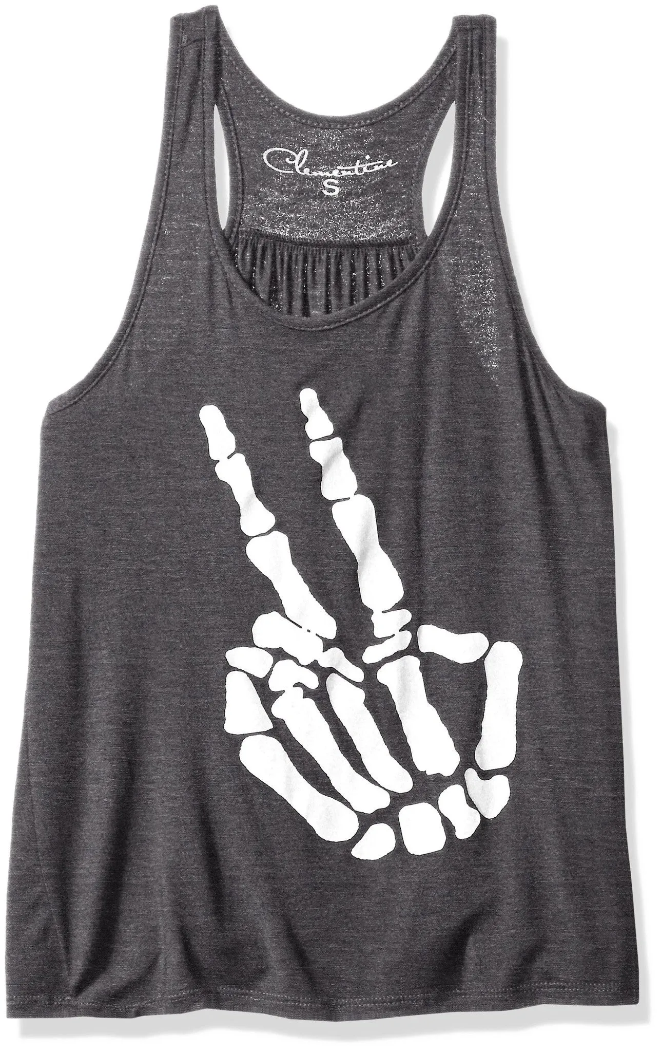 Clementine Women's Petite Plus Handbones Printed Flowy Racerback Tank Top