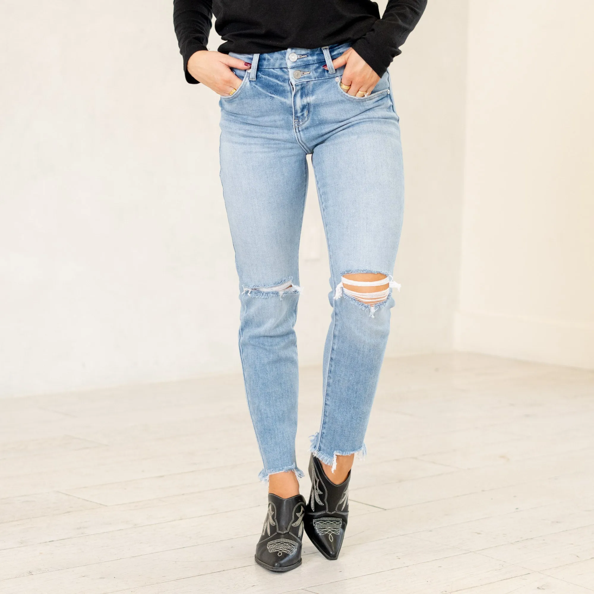 Clover High Rise Slim Straight Fit Leg
