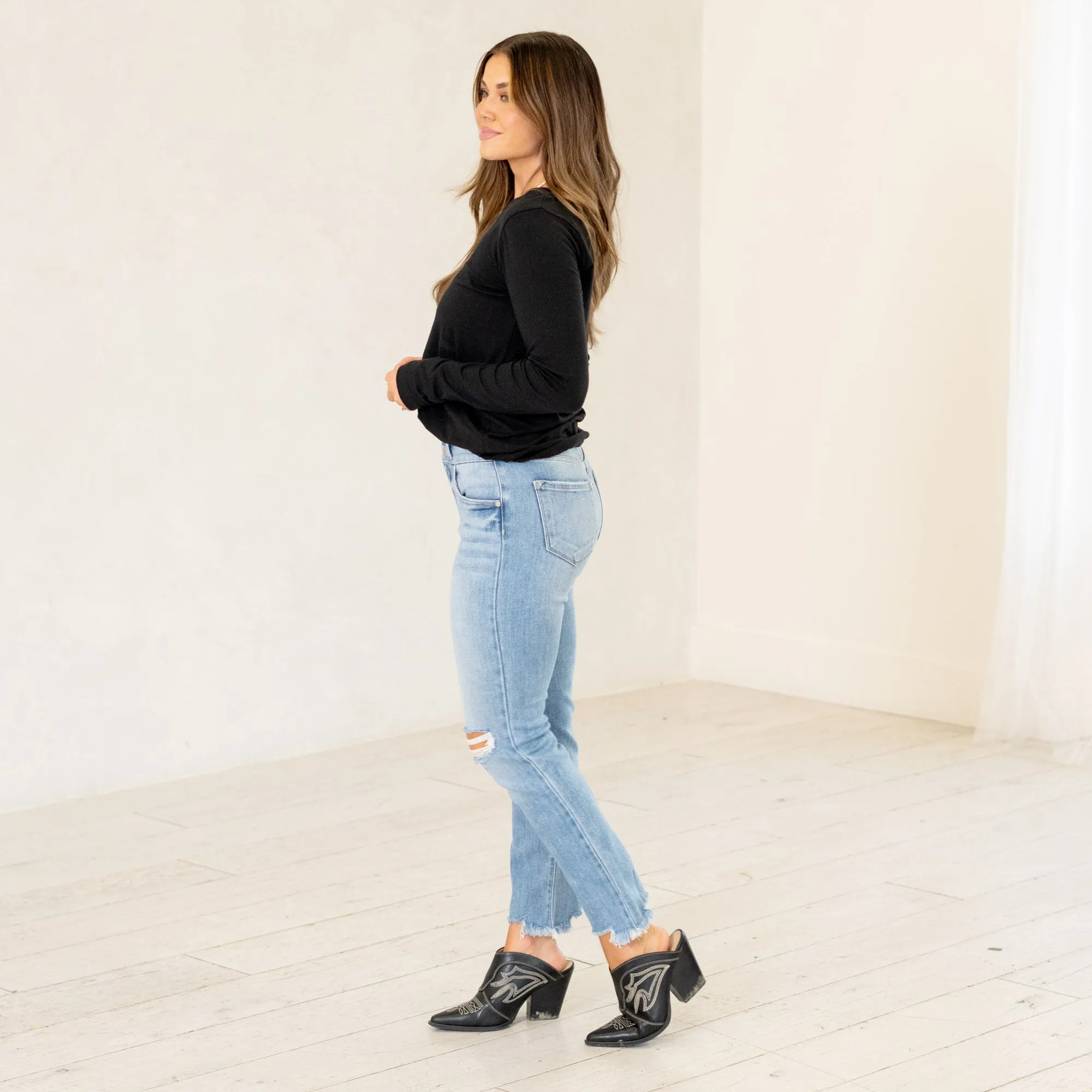 Clover High Rise Slim Straight Fit Leg