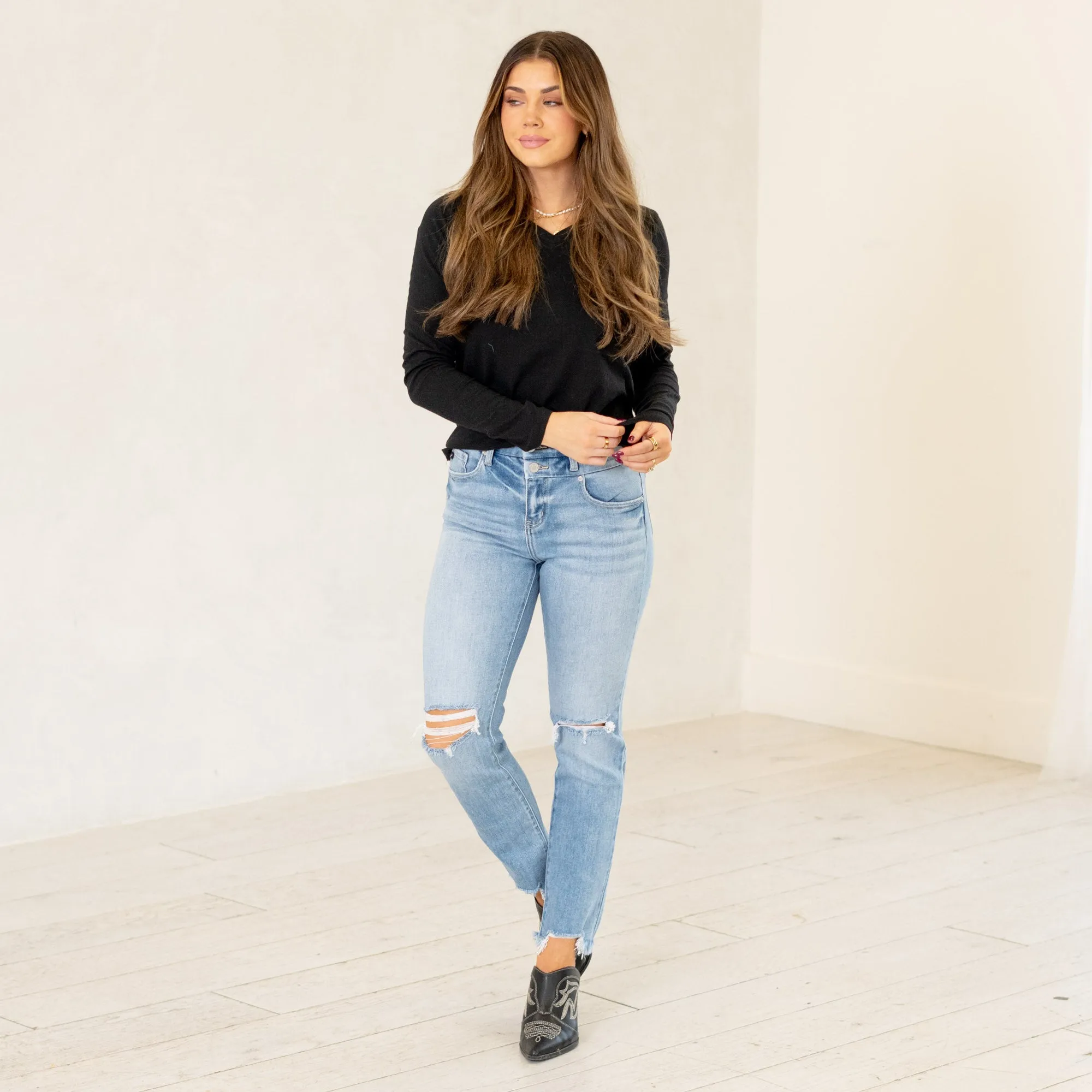 Clover High Rise Slim Straight Fit Leg