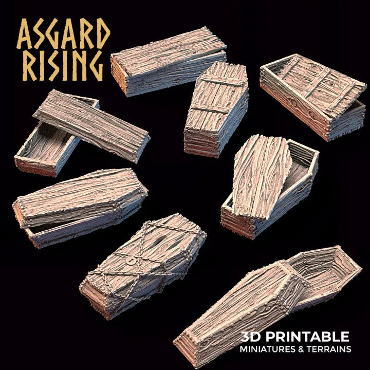 Coffins with moveable tops set