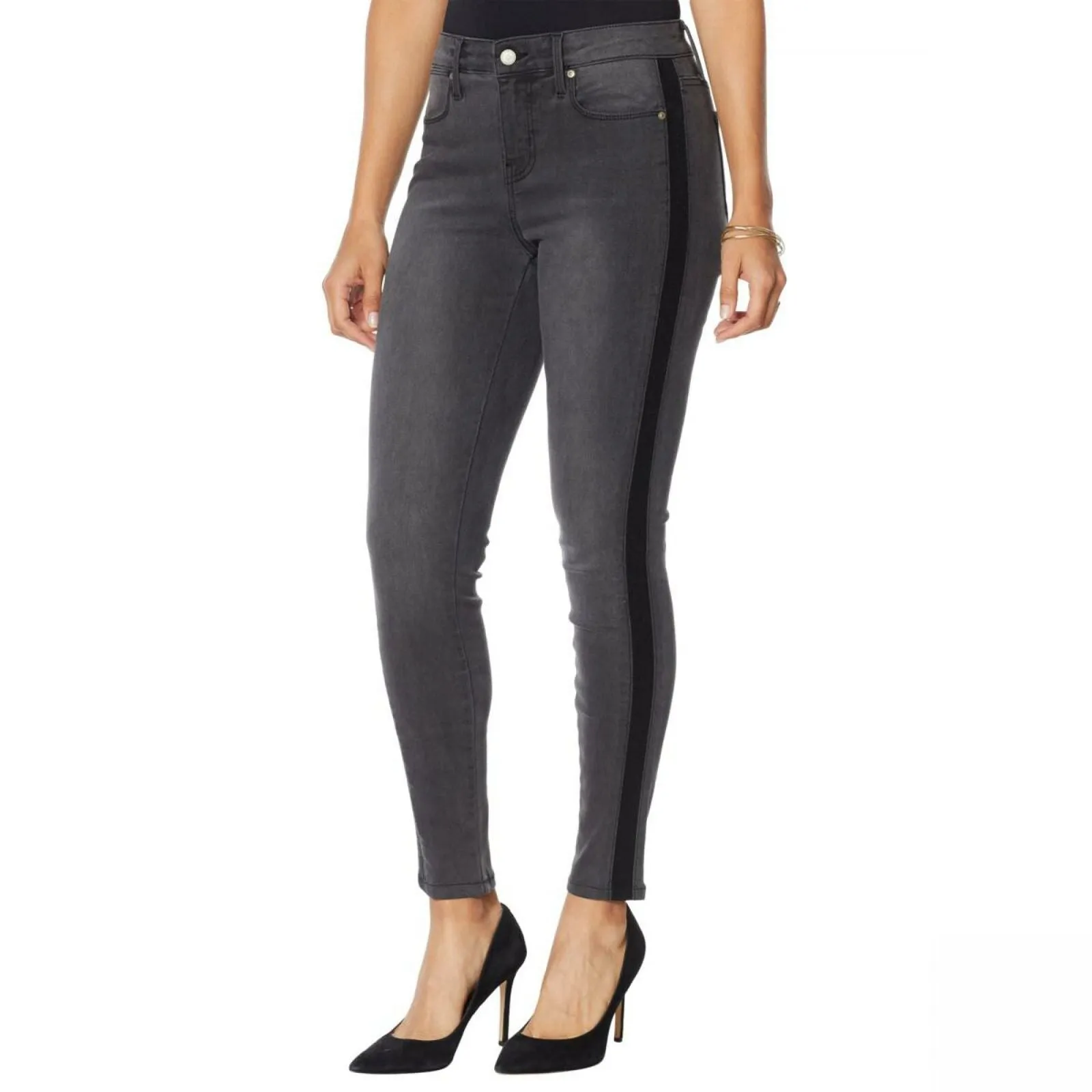 Colleen Lopez Women's Plus Size Side Stripe Skinny Jeans