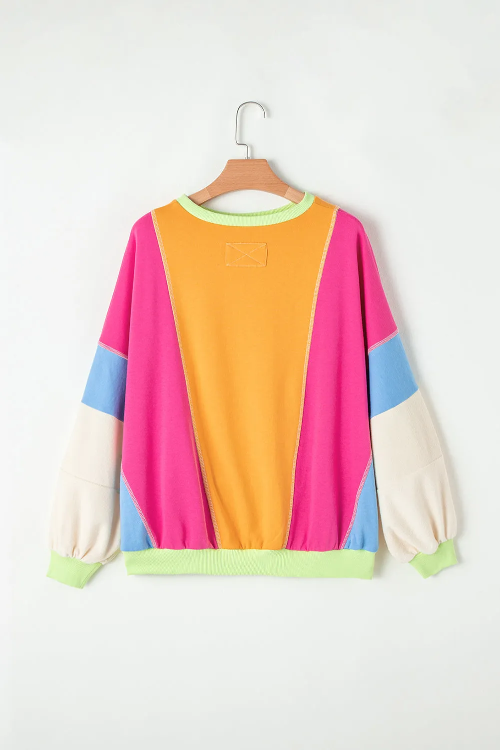 Colorblock Exposed Stitching Oversize Top