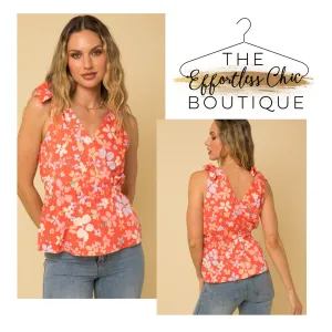 Coral Floral Top