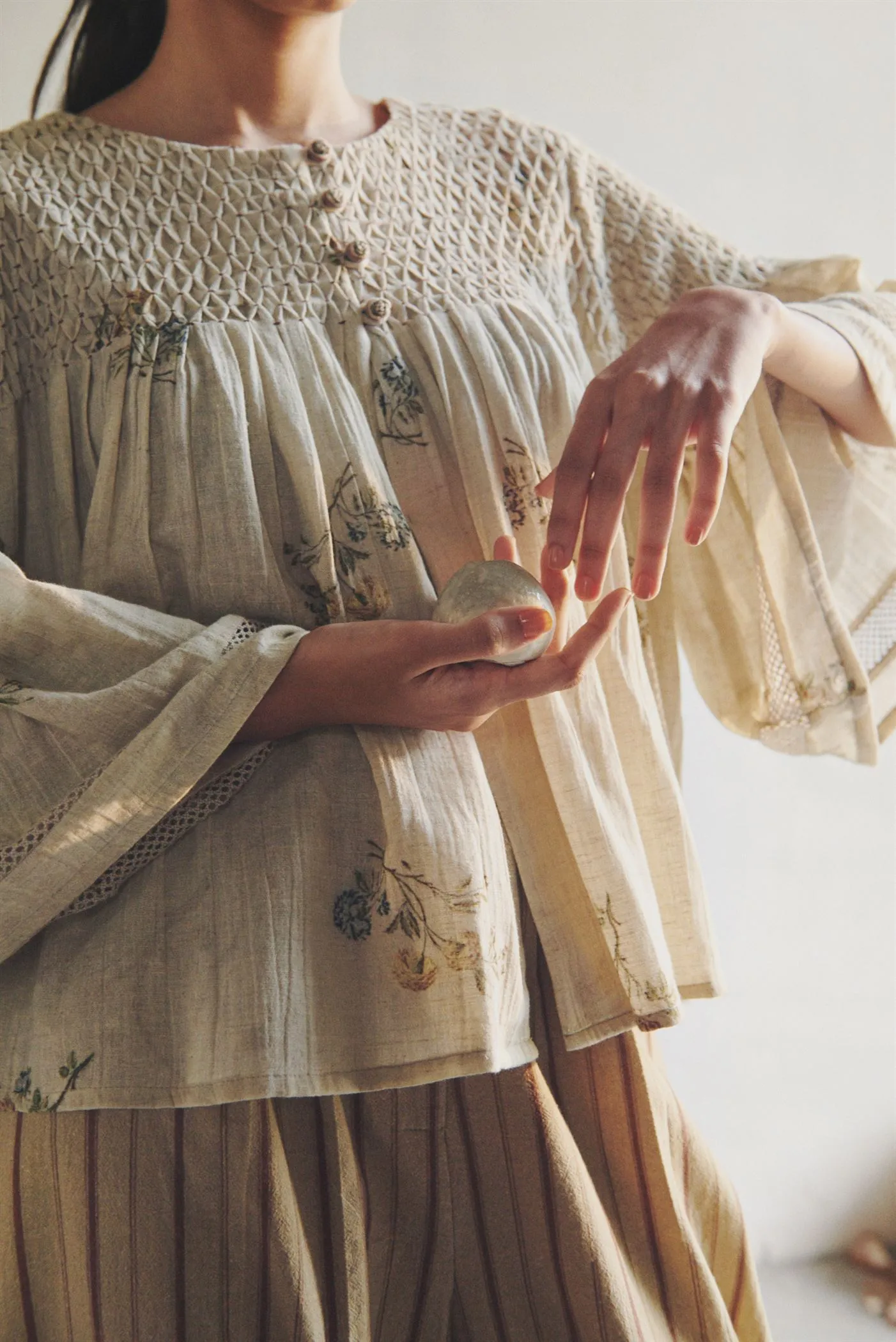 CORD   I   Hiraeth  Louie Top Ivory-Dahlia Print