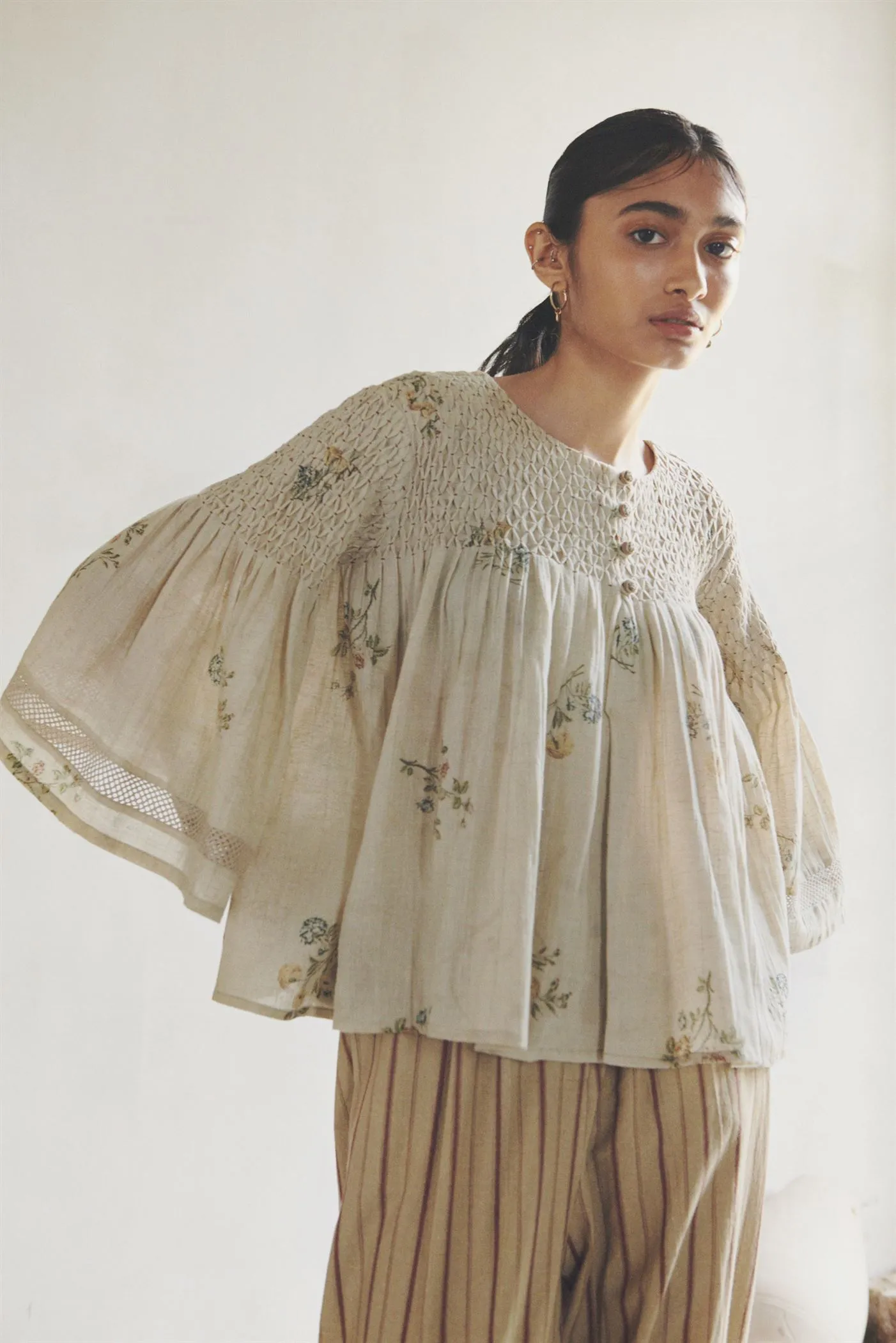 CORD   I   Hiraeth  Louie Top Ivory-Dahlia Print