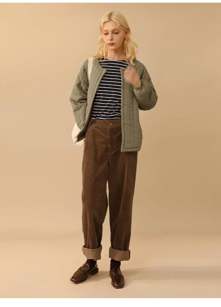 Corduroy High Rise Stretch Straight Pants