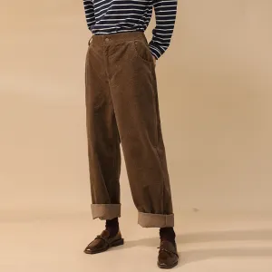 Corduroy High Rise Stretch Straight Pants