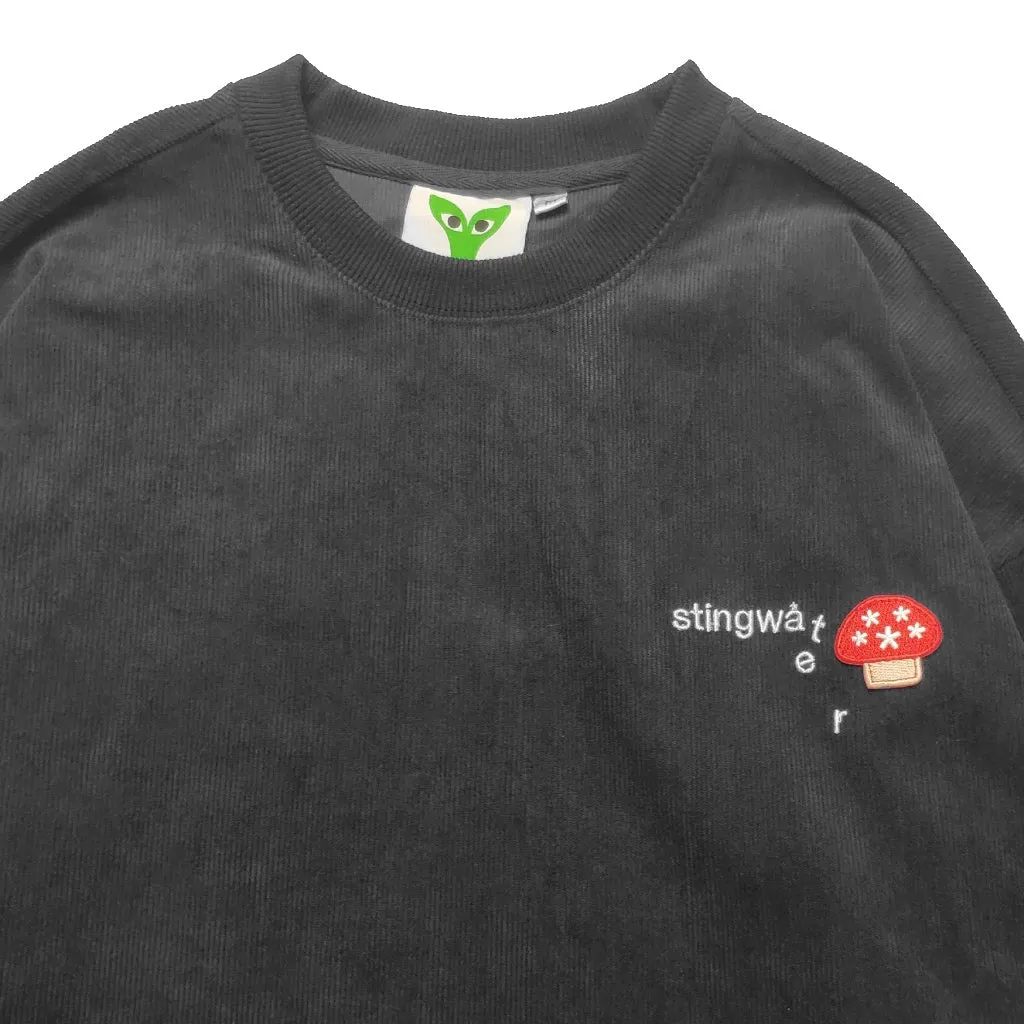 Corduroy Melting logo Crewneck sweatshirt Black
