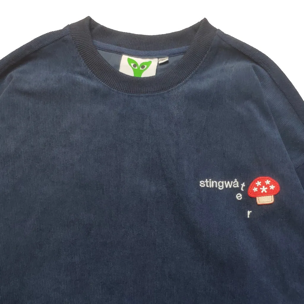 Corduroy Melting logo Crewneck sweatshirt Navy