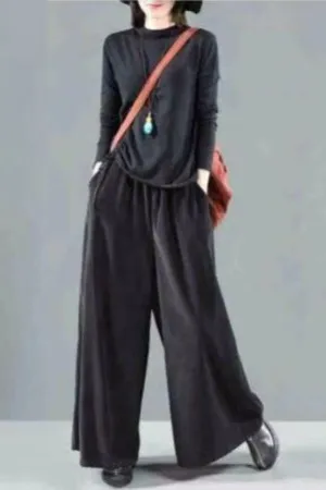 Corduroy Wide Leg Plus Size Pants