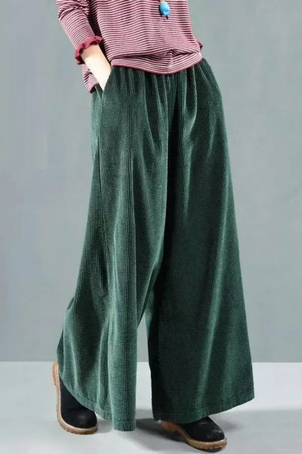 Corduroy Wide Leg Plus Size Pants