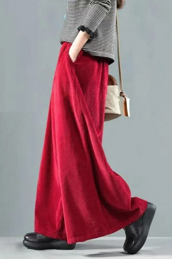 Corduroy Wide Leg Plus Size Pants