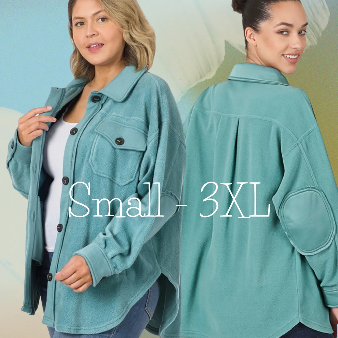 Cozy Shacket in Dusty Teal sm-3x * on sale