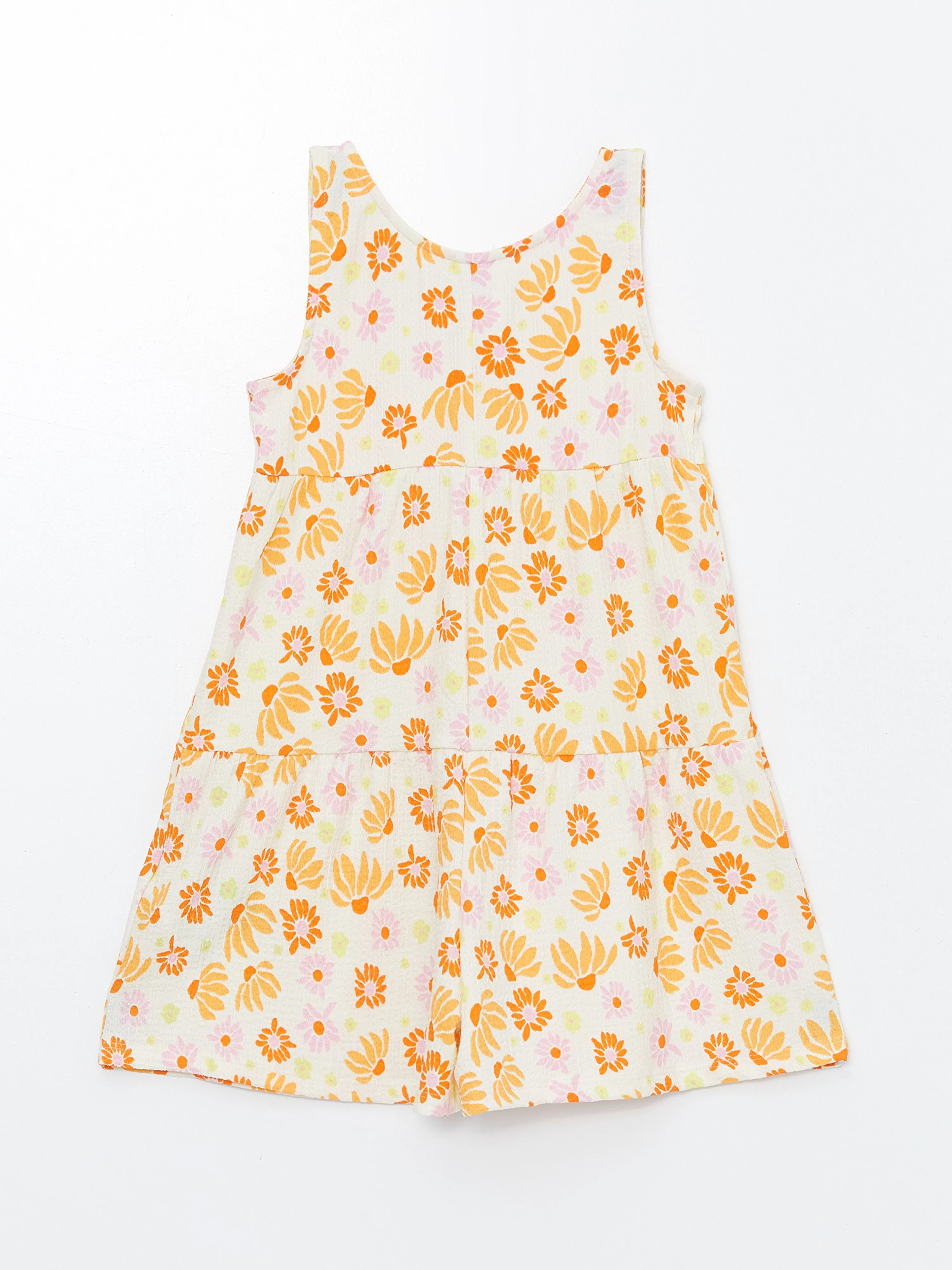 Crew Neck Floral Girls Jumpsuit