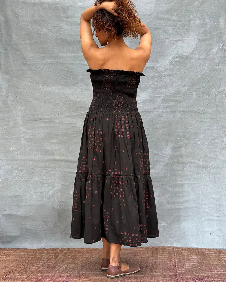 Crimson Earthrise Blockprinted Cotton Dress