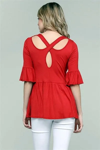Criss-Cross Back Detail Ruffled Top Ginger - Pack of 6