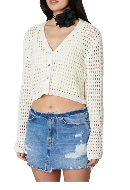 Cropped Knit Cardigan Sweater