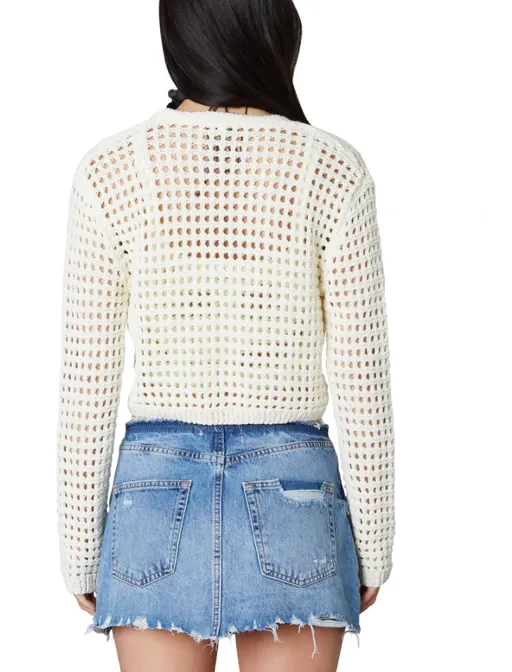 Cropped Knit Cardigan Sweater
