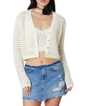 Cropped Knit Cardigan Sweater