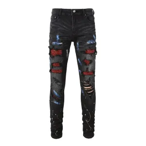 Crystal Stretch Denim Skinny Jeans