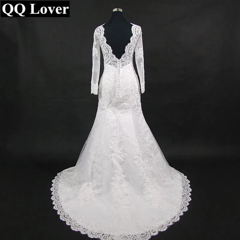 Customized Long sleeve Mermaid Deep V-neck Wedding dress Vestido De Noiva 2025 Vestidos De Novia