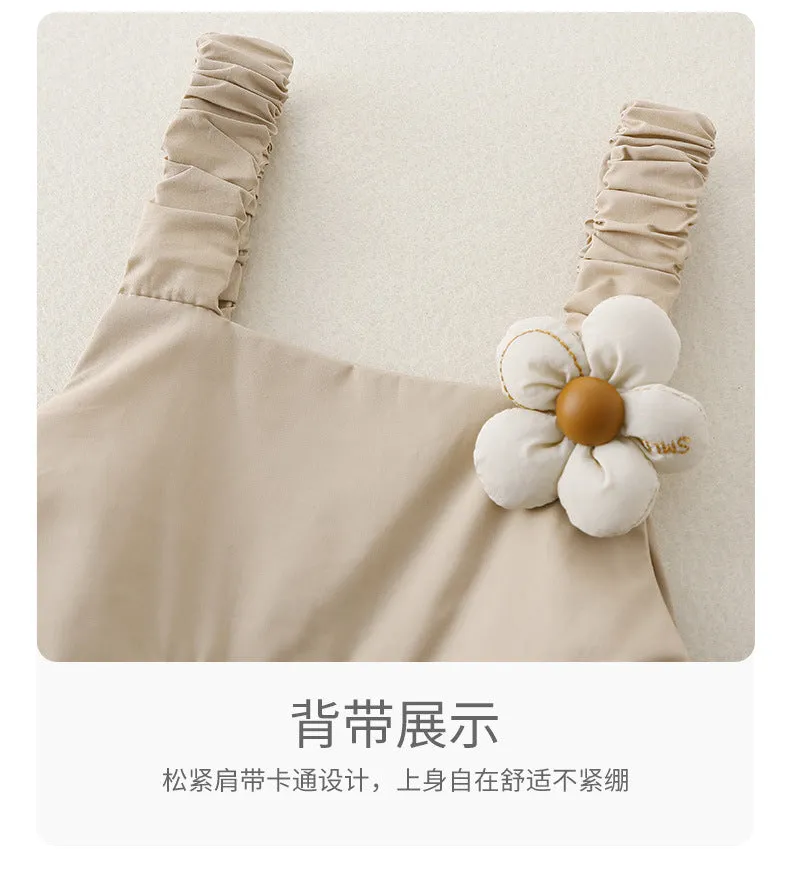 Cute pure cotton short-sleeved girls overalls two-piece suit