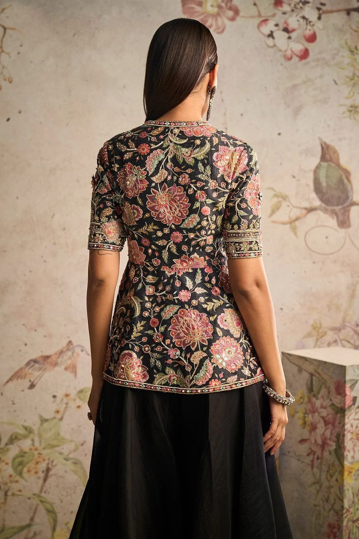 Dame black peplum and flared sharara