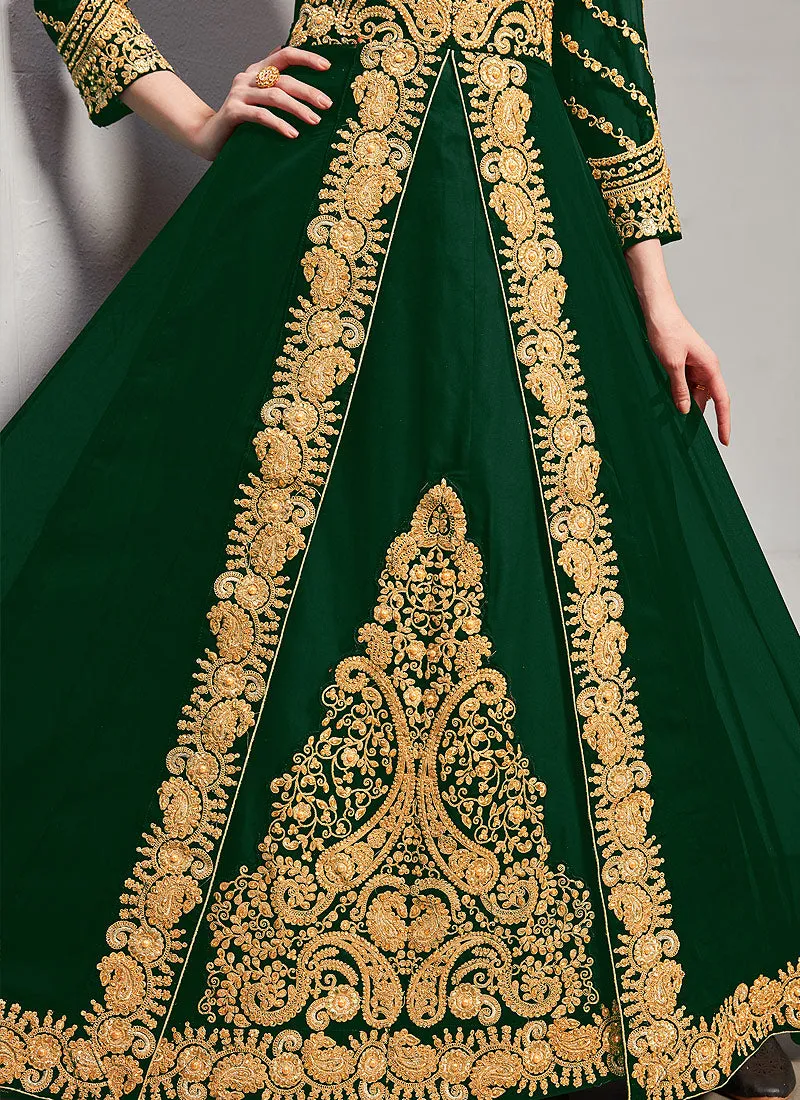 Dark Green Embroidered Designer Anarkali Suit