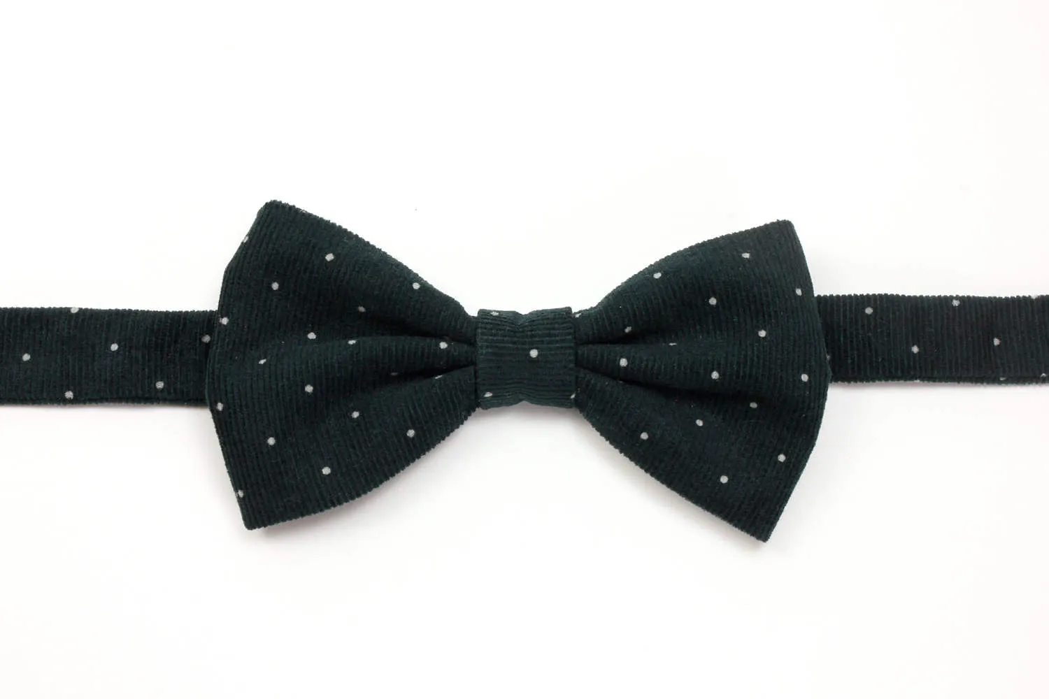 Dark Green Polka Dot Corduroy Bow Tie
