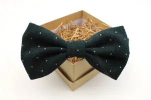 Dark Green Polka Dot Corduroy Bow Tie
