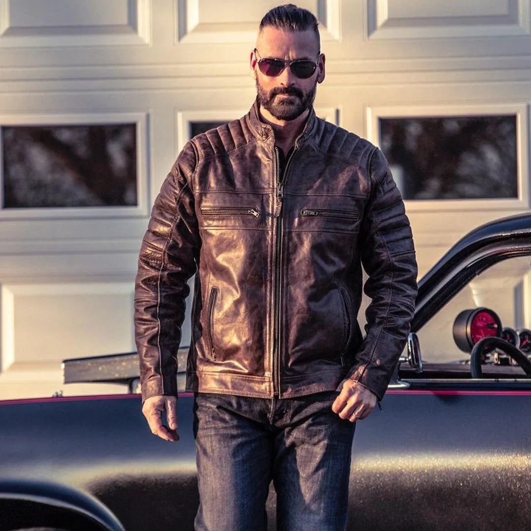 DEATH VALLEY RACER LEATHER JACKET- COCOA BROWN