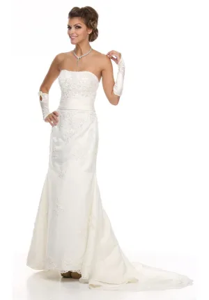 DeKlaire Bridal 318 Floor Length Strapless Embroidered Wedding Gown