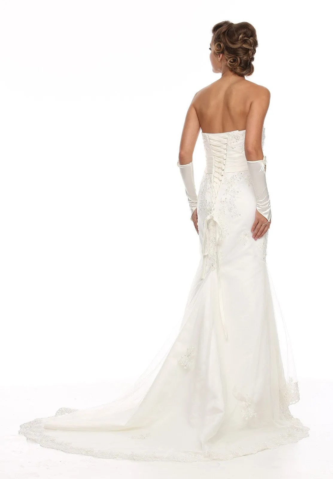 DeKlaire Bridal 318 Floor Length Strapless Embroidered Wedding Gown