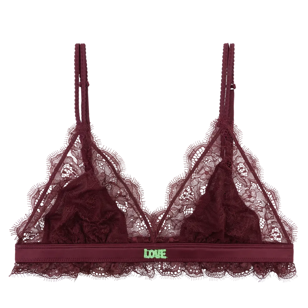 Delicate triangle bralette - LOVE LACY BURGUNDY