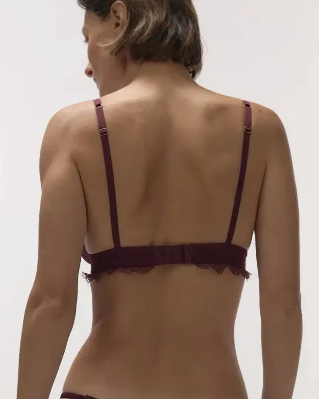 Delicate triangle bralette - LOVE LACY BURGUNDY
