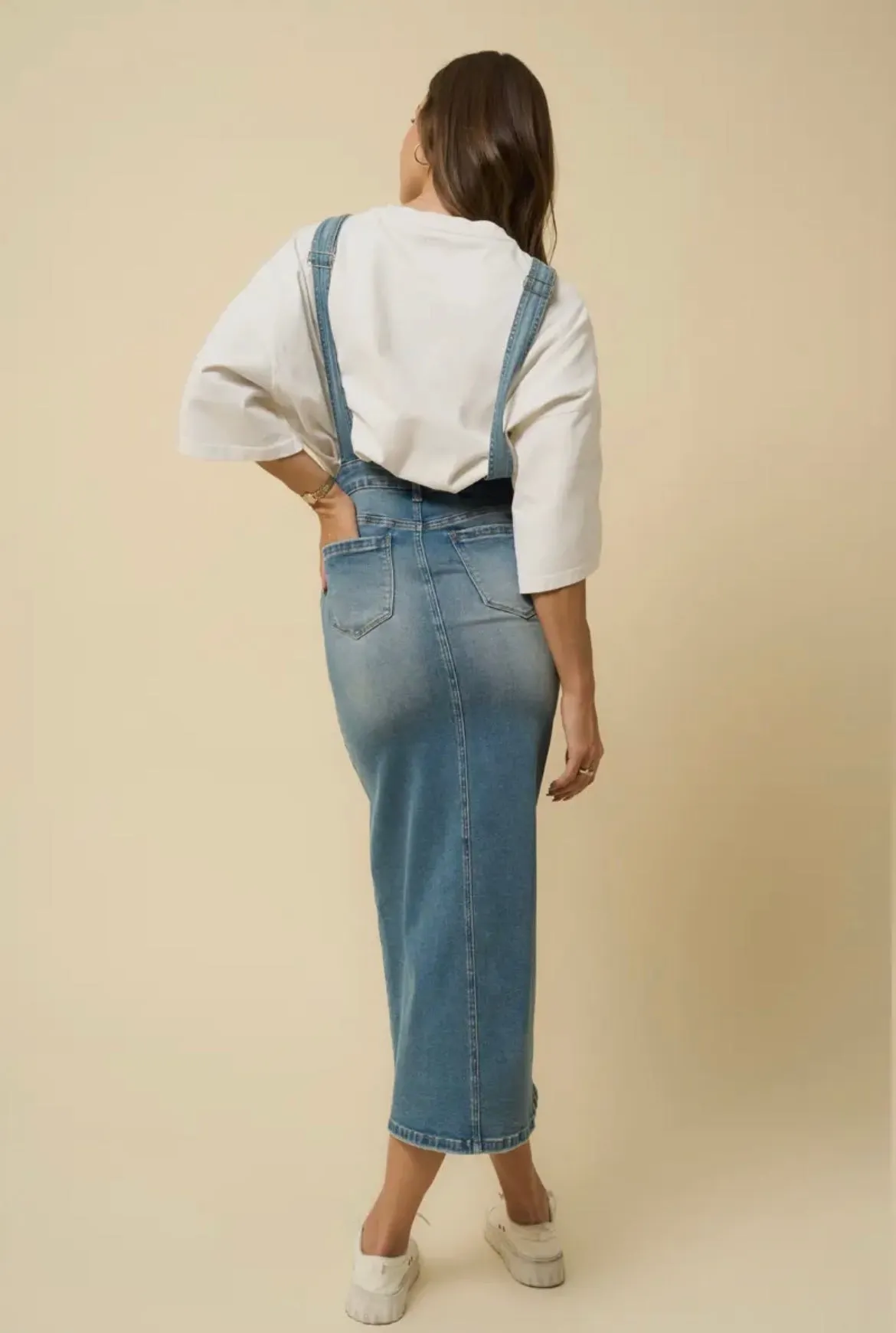Denim Overall Long Skirt