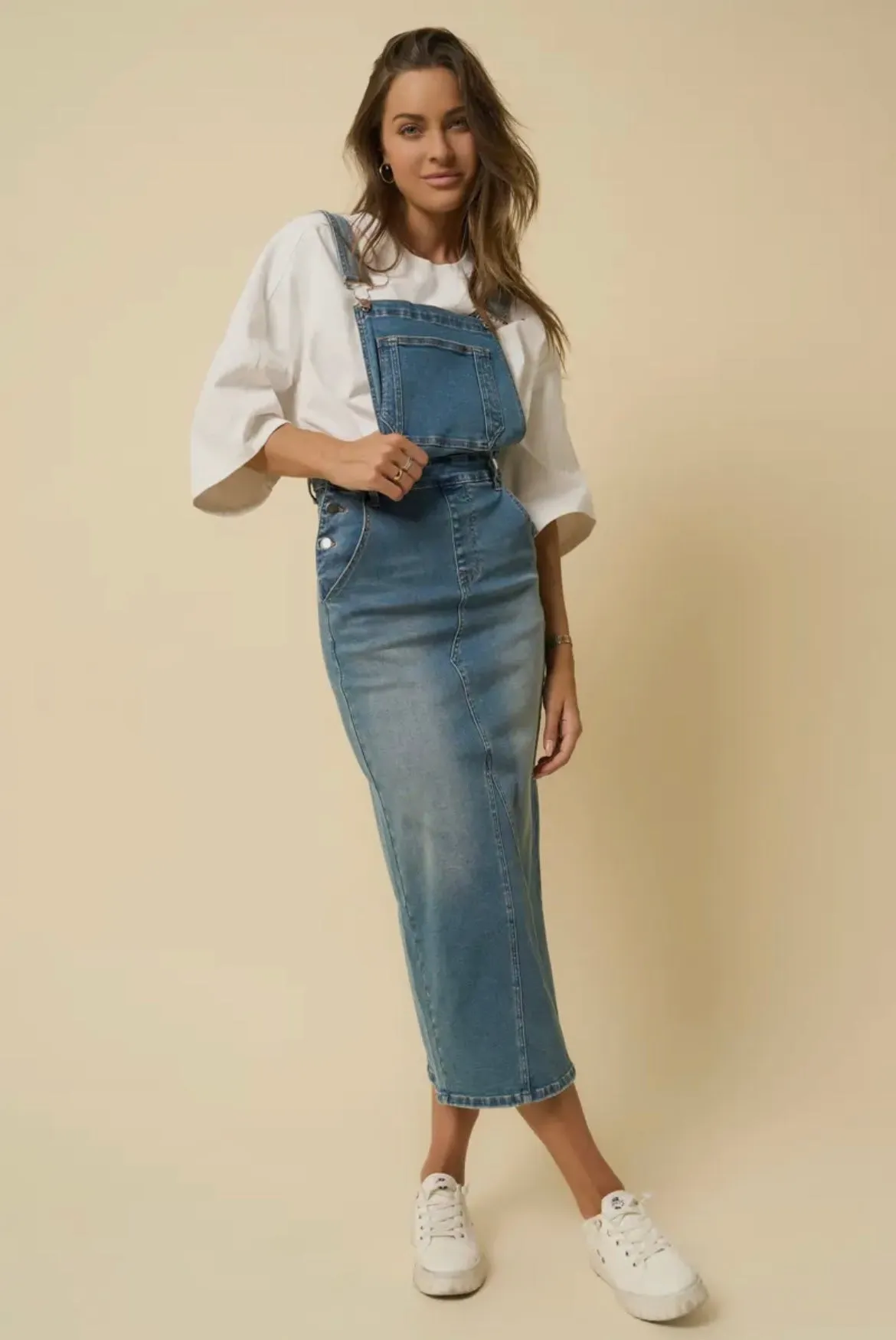 Denim Overall Long Skirt