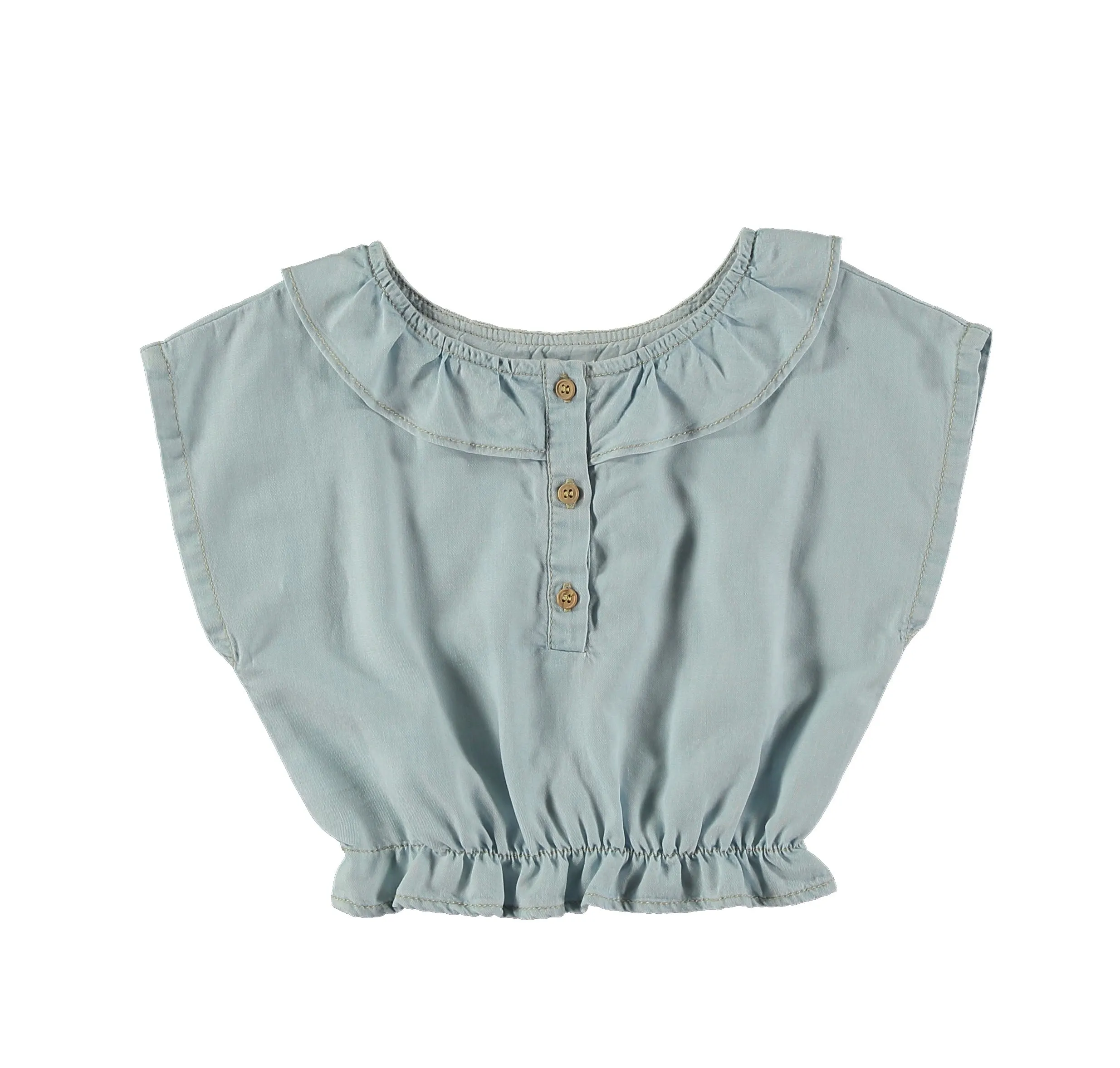 Denim Ruffled Blouse