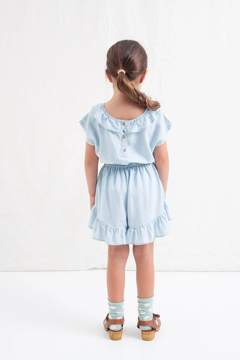 Denim Ruffled Blouse